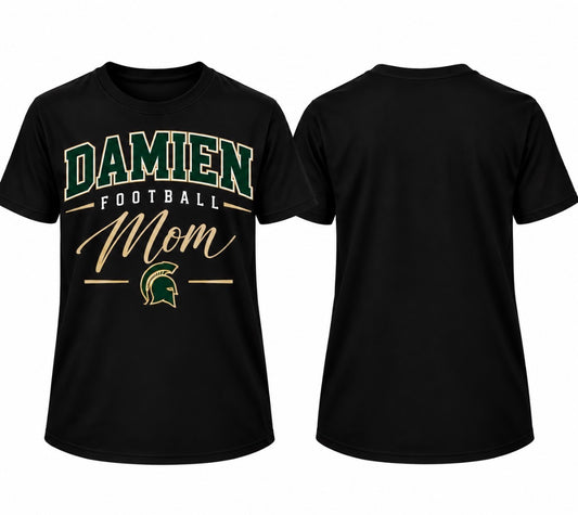 Damien Football Mom Script T-Shirt - Black