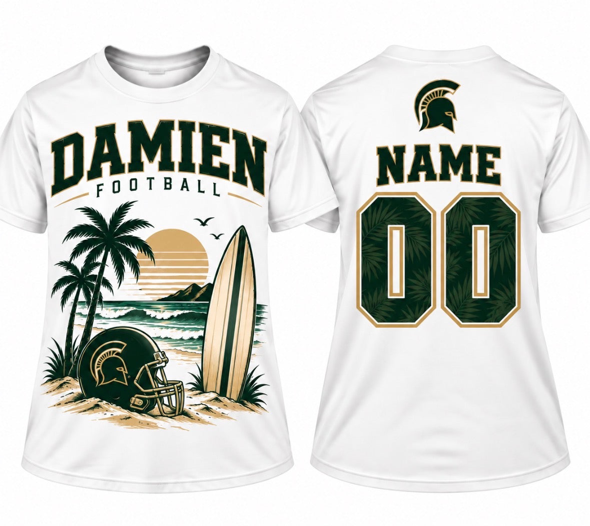 Damien Football Beach Theme Personalized T-Shirt - Unisex