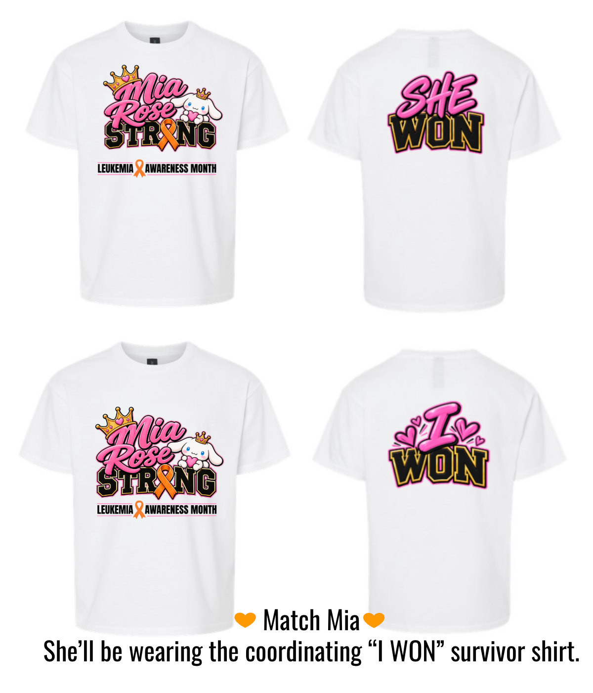 Mia Rose Strong "SHE WON" Leukemia Awareness Month T-Shirt - Unisex